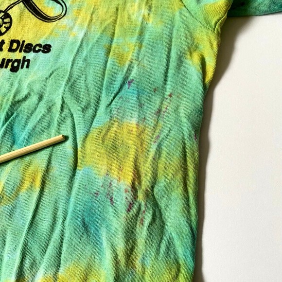 Jukes Pittsburgh T-Shirt L Turquoise Yellow Tie Dye Vtg Hanes Single Stitch READ - Picture 12 of 13